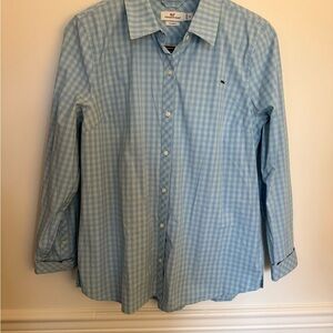 Vineyard Vines Women's Light Blue Gingham Shirt size 12